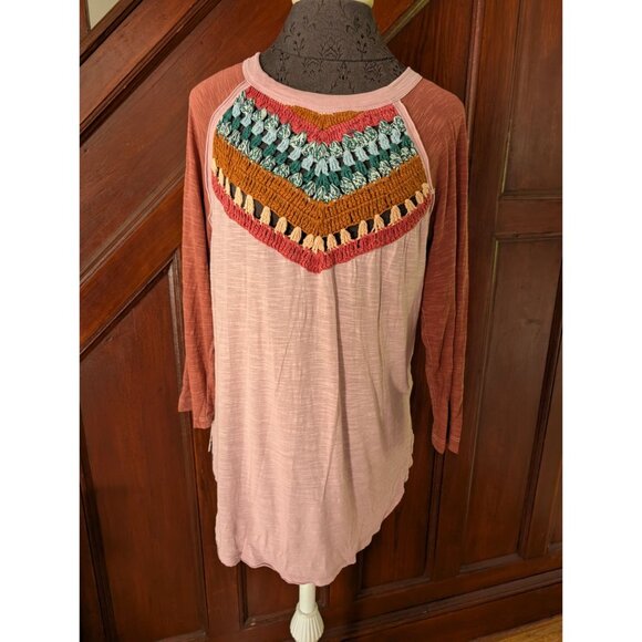 We The Free Crochet Knit Raglan Top With Long Sleeves M - Picture 1 of 9